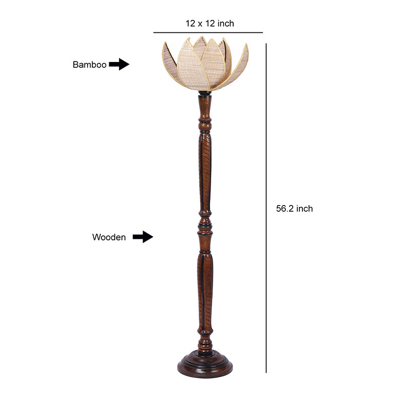 Kamala Hima Vintage Wooden Floor Lamp - Beige media 5
