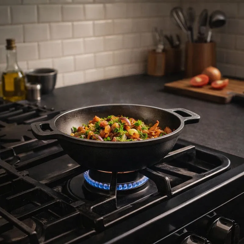 Solara Cast Iron Round Kadhai Without Lid - 1000 mL/7 Inch media 1