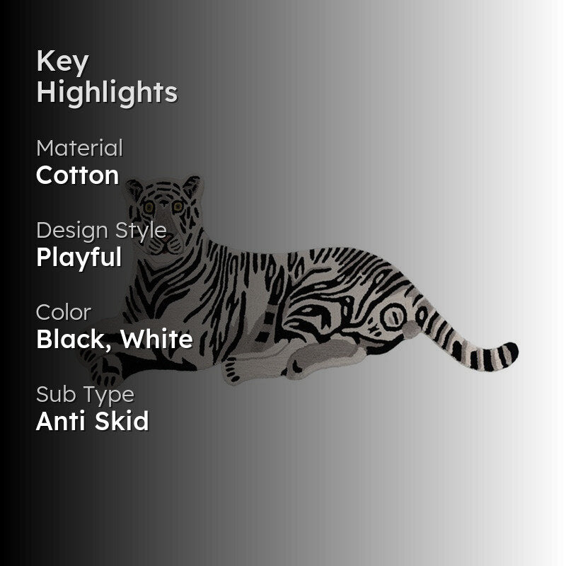 Tiger Cub Cotton Carpet - Black,White media 2