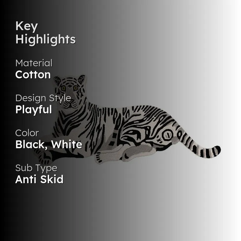 Tiger Cub Cotton Carpet - Black,White media 2