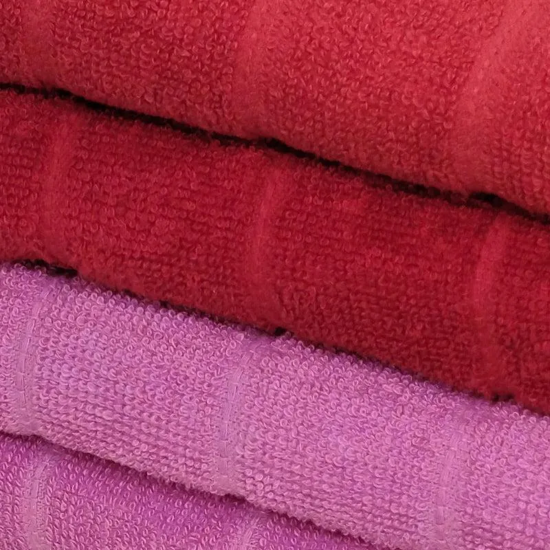 Sarda Bath Towel (Red & Purple) - Set Of Four media 3