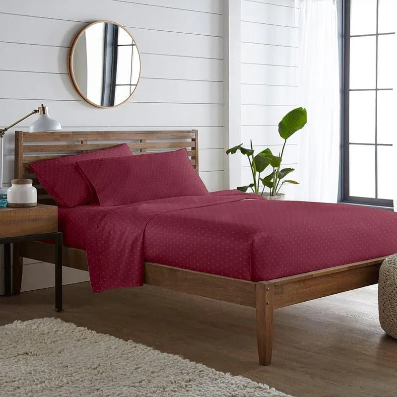 Numa Swiss Dot Cotton Bedsheet (Maroon) - 500 TC media 1