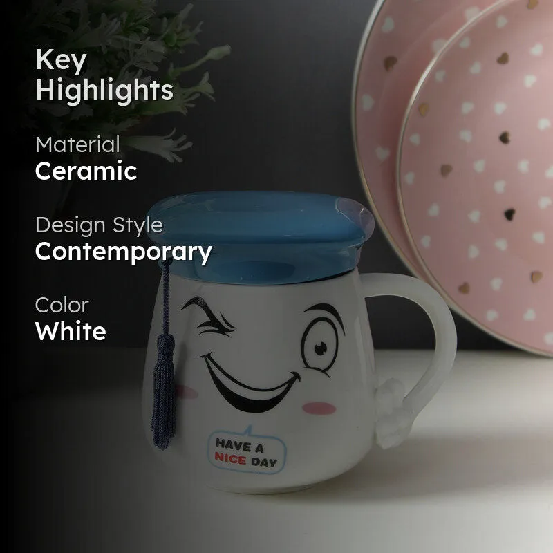 Graduation Cap Quirky Mug With Lid (400 mL) - Blue media 2