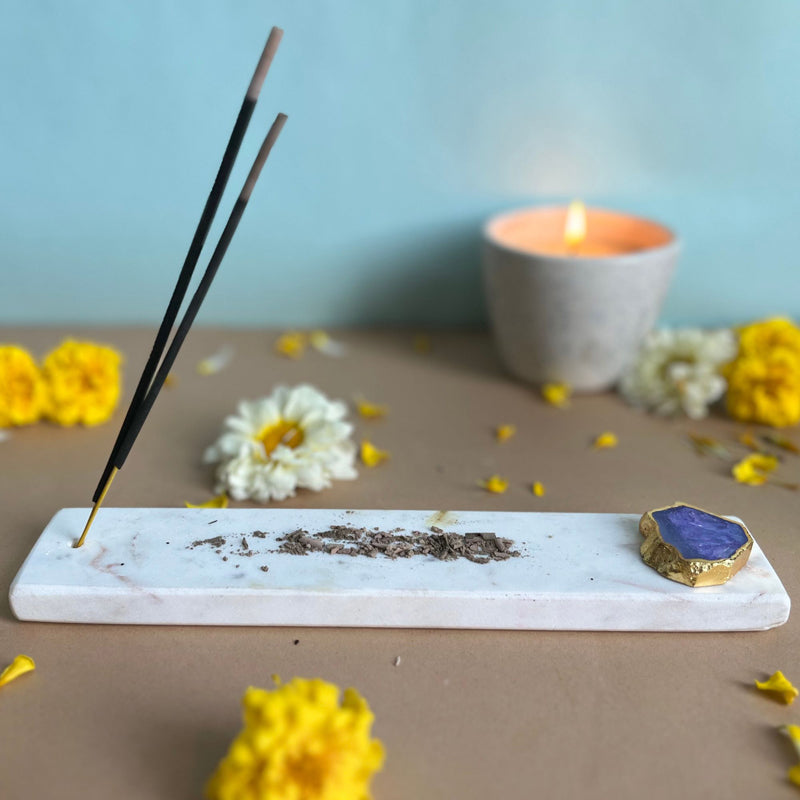 Taavi Handcrafted Marble Incense Holder With Agate Plating - Purple media 3