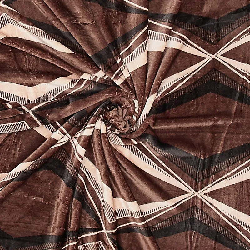 Monte Carlo Trivora Abstract Print Polyester Blanket (Brown) - 300 GSM media 6