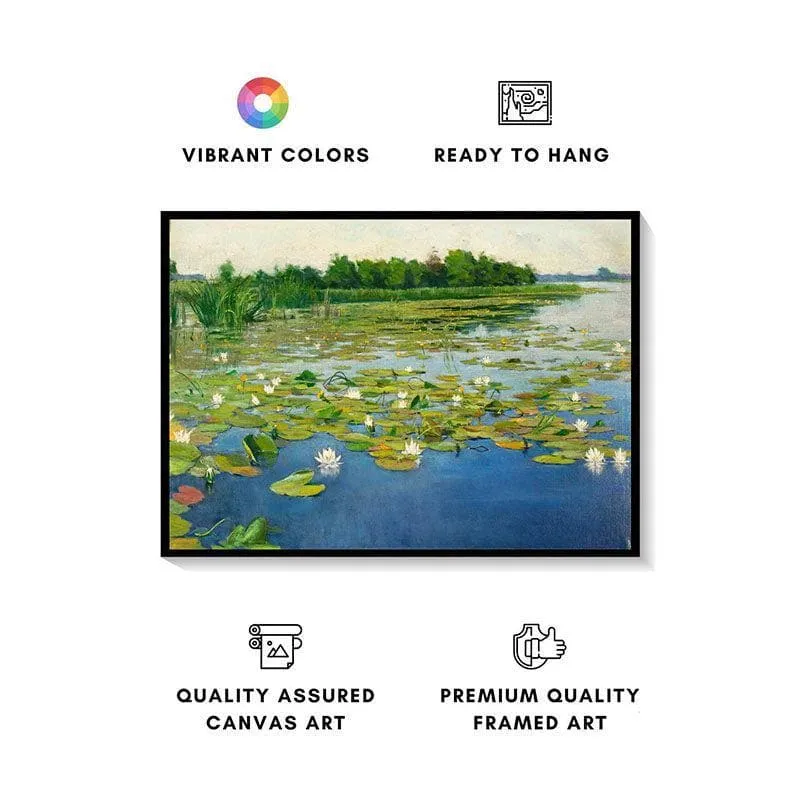 Water Lilies Canvas Painting - Black Frame media 4