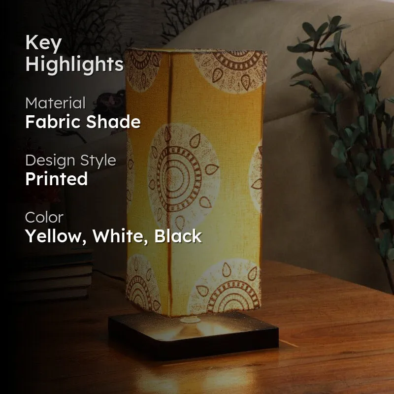 Mandala Merry Ingram Fabric Table Lamp - Yellow,White,Black media 2