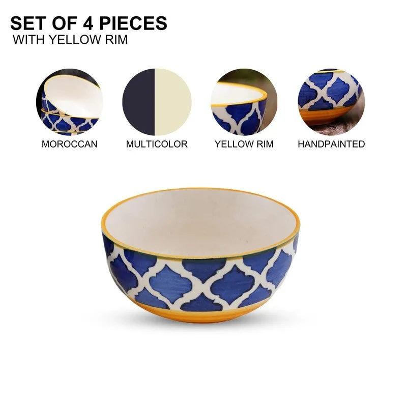 PetalEdge Ceramic Snack Bowls (Blue, 200 mL Each) - Set Of Four media 3