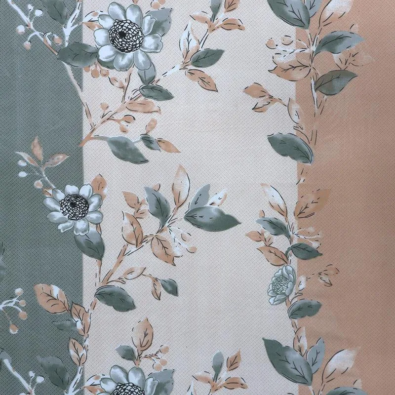 Dayita Floral Microfiber Bedsheet (Green & Peach) - 110 GSM media 5