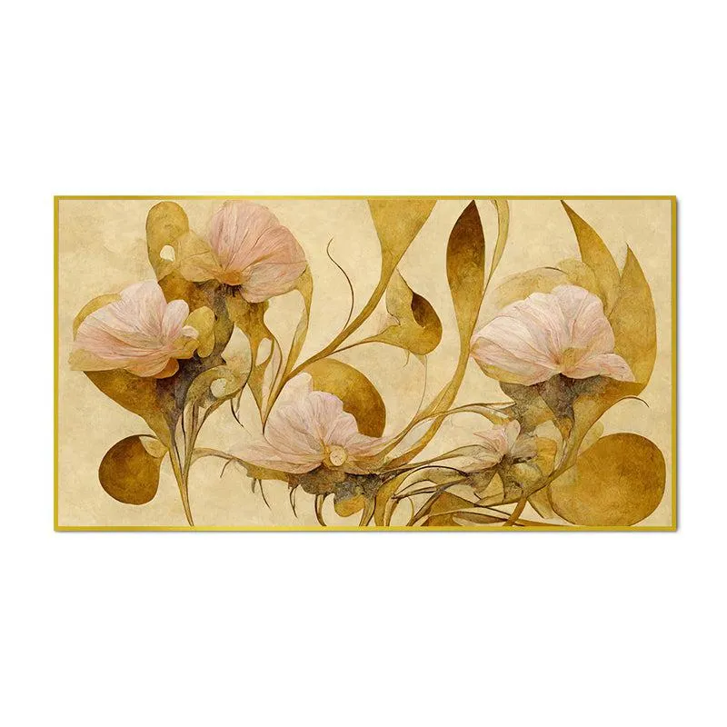 Petals Of Autumn Floral Canvas Wall Painting With Frame - Gold media 5
