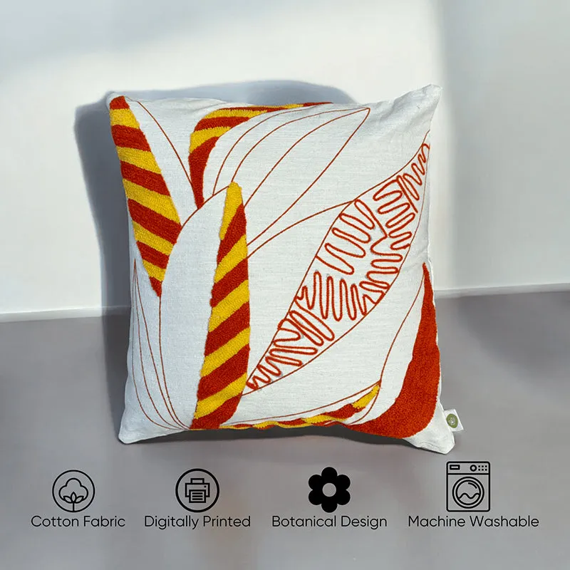 Winter Flames Tufted Cushion Cover (White & Red) - Set Of Five media 4