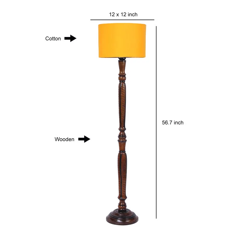 Biya Vintage Wooden Floor Lamp - Yellow media 6