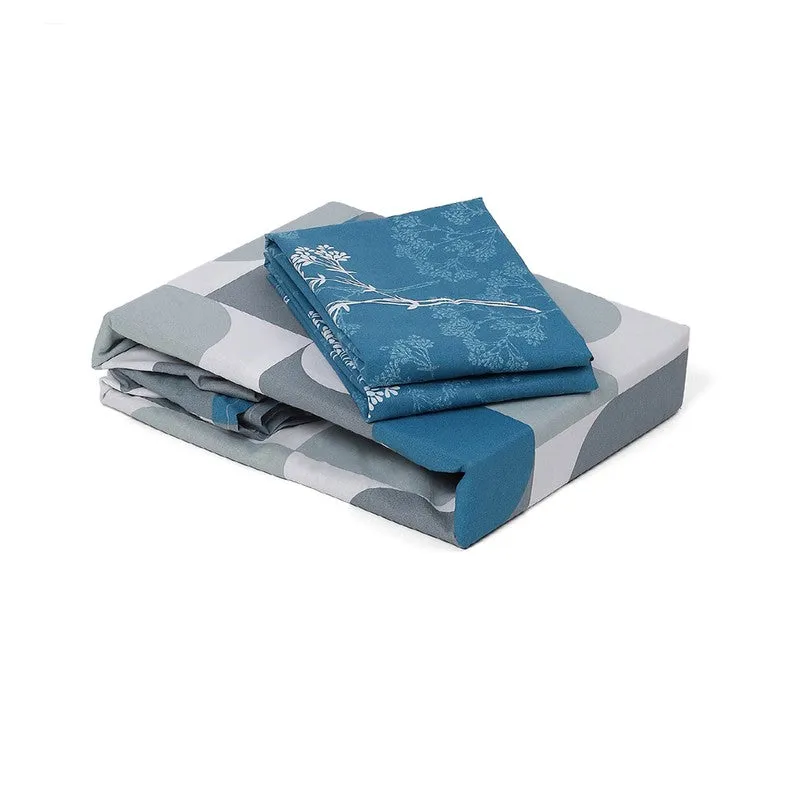Monte Carlo Multi Blocks Cotton Bedsheet (White,Blue) - 104 TC media 8