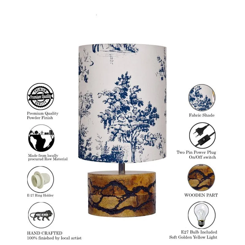 NordicNest Elegant Desk Wooden Table Lamp - Blue,White media 6