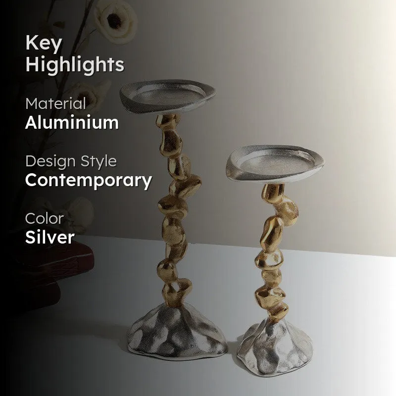 GlowNest Candle Holder (Silver,Gold) - Set of Two media 2