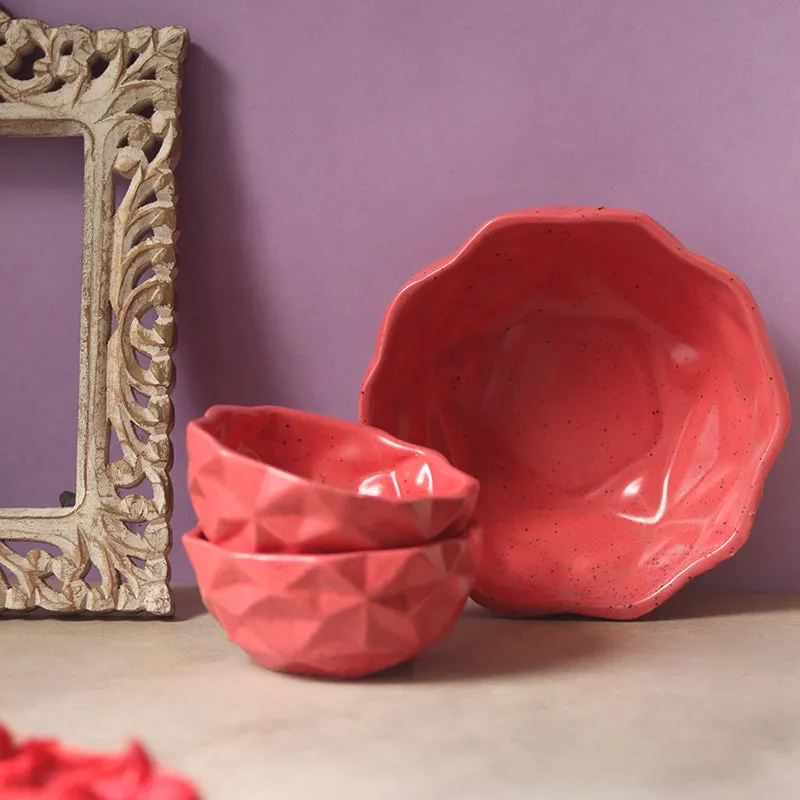 Noemi Ceramic Snack Bowl (Red/300 mL/200 mL) - Set Of Two media 4