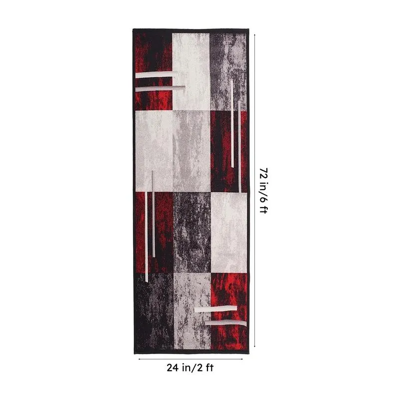 Symmetra Nylon Runner Rug - Black,Red media 8