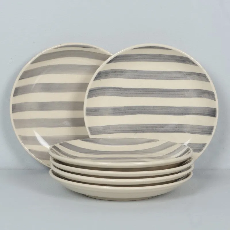Ceramic Quarter Plate (Grey,White) - Set Of Six media 3