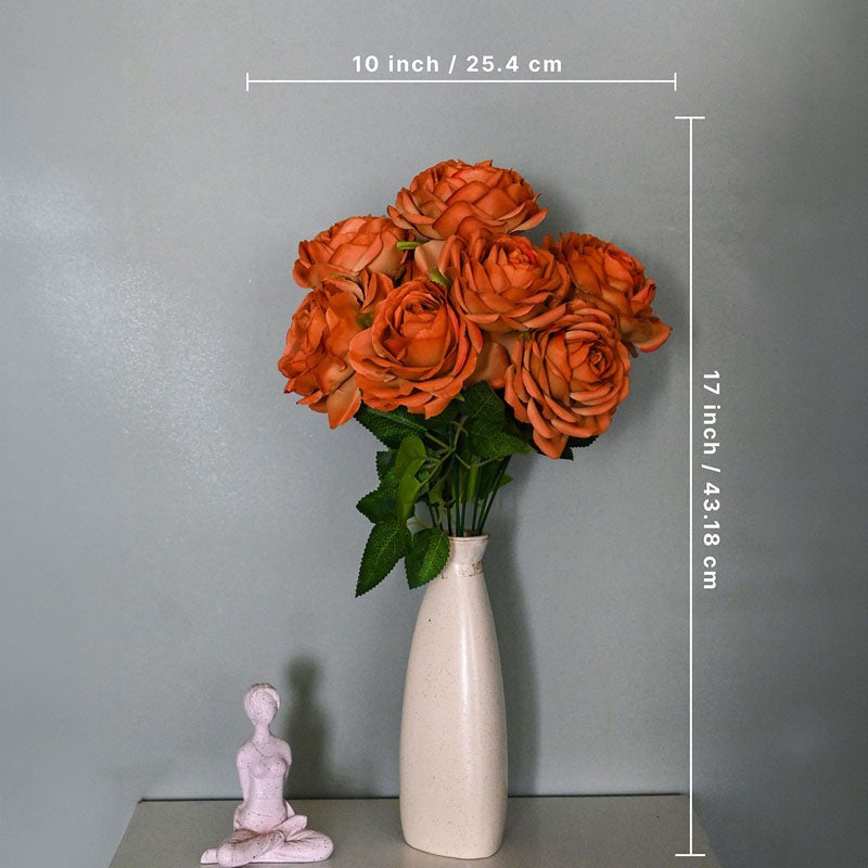 Faux Everlasting Rose Flower Bunch - Orange media 4