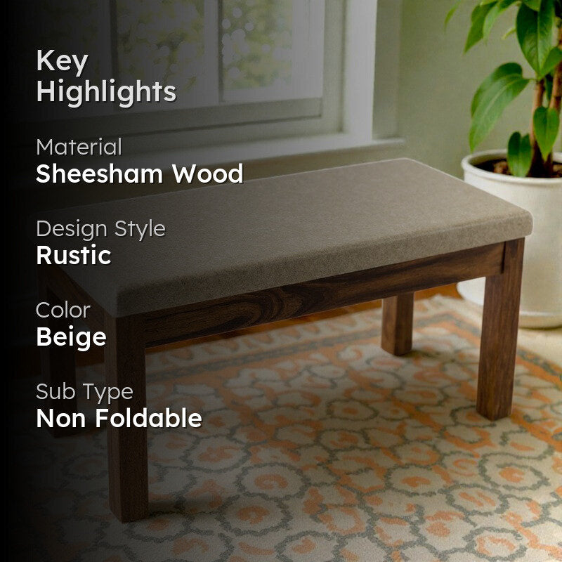 Fexon Sheesham Wooden Bench - Beige media 2
