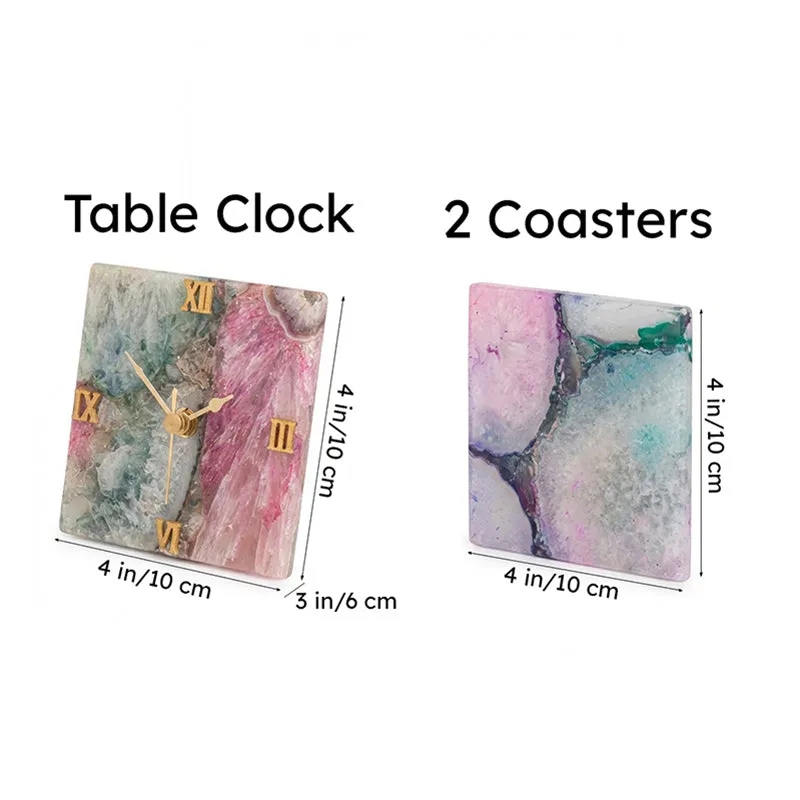 Prismism Agate Desk Clock With Coaster - Three Piece Set media 7