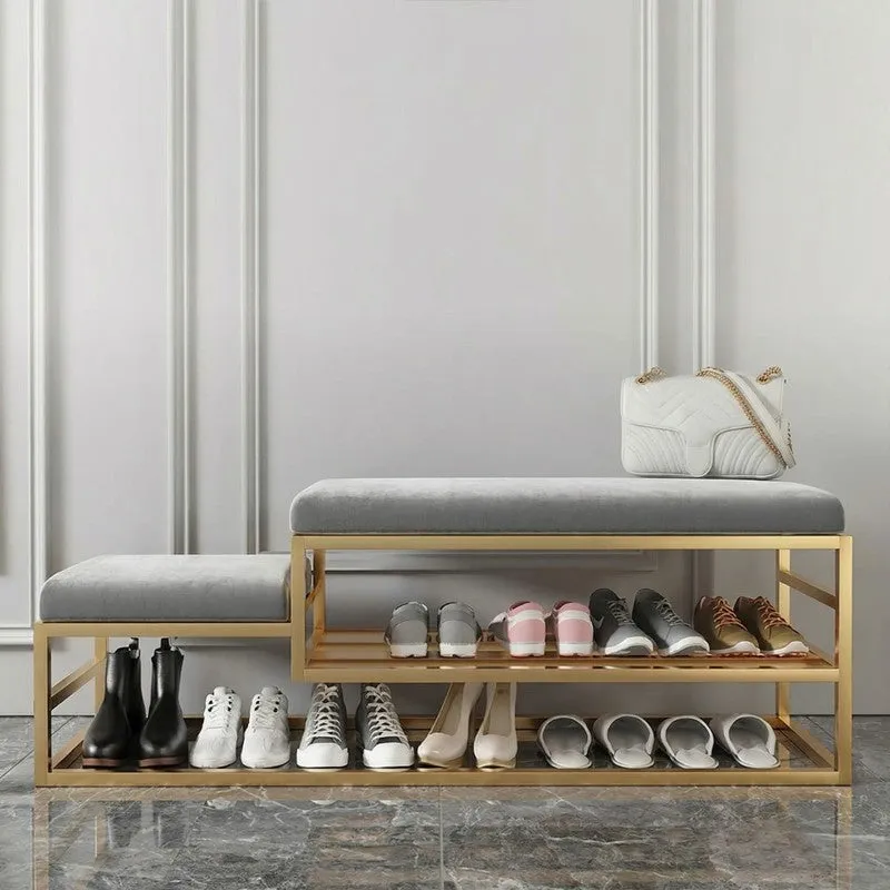 Spacious Metal Shoe Rack - Gold,Grey media 3