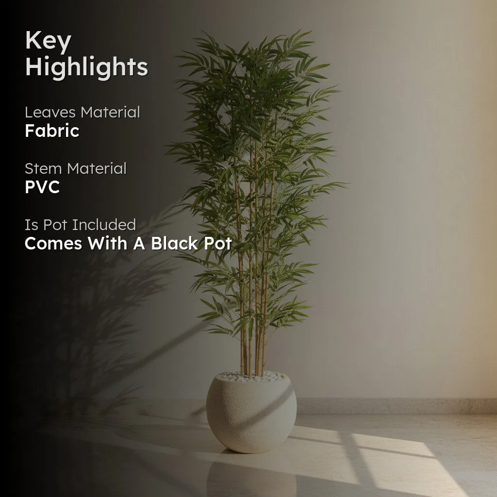 Artificial Bamboo Plant With Black Fiber Pot - 7 Feet - 2