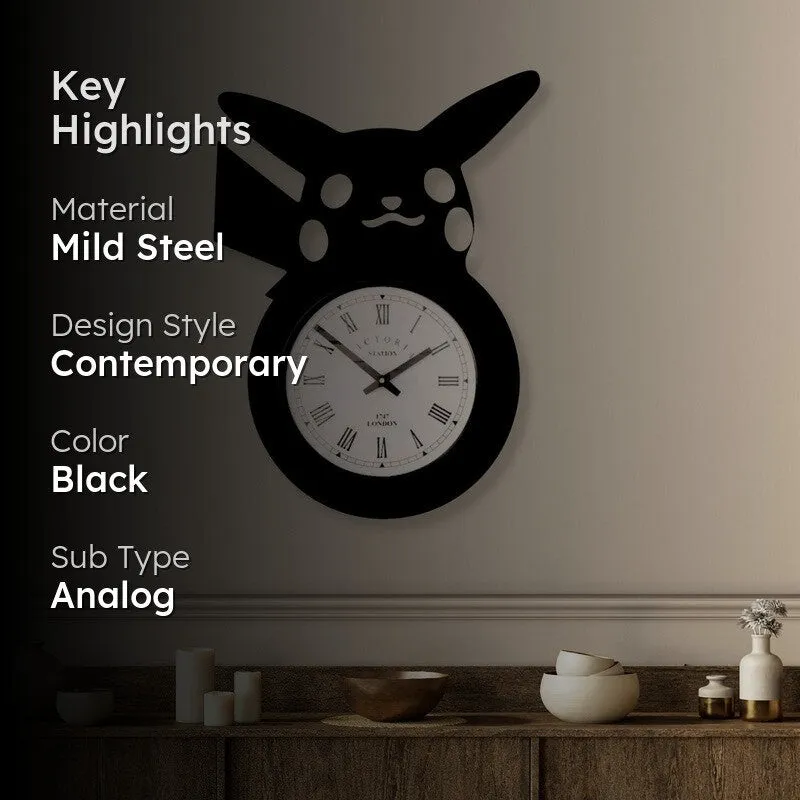 Bunny Steel Analog Wall Clock - Black media 2