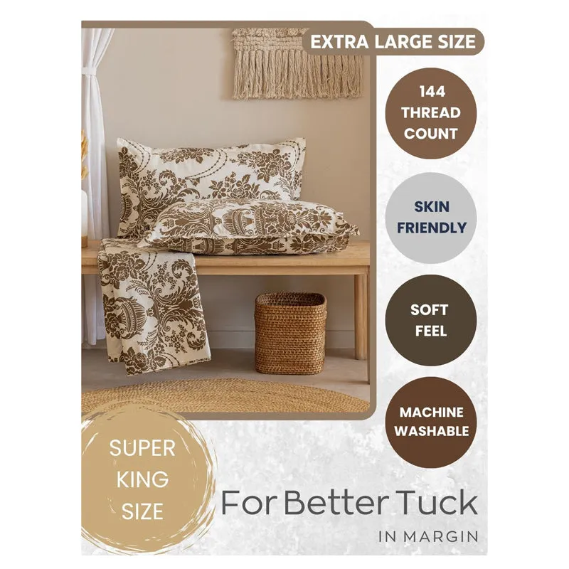 Swayam Regal Dreamscape Cotton Bedsheet (Brown) - 144 TC media 9