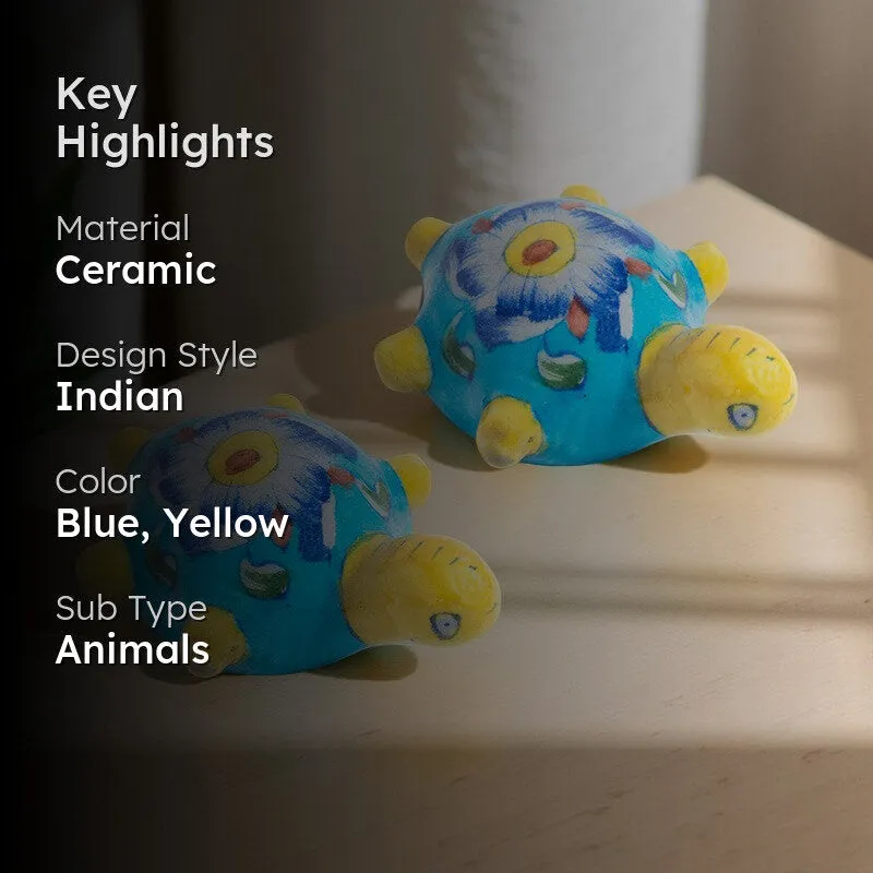 Mystic Tide Turtles Showpieces(Sky Blue) - Set Of Two media 2