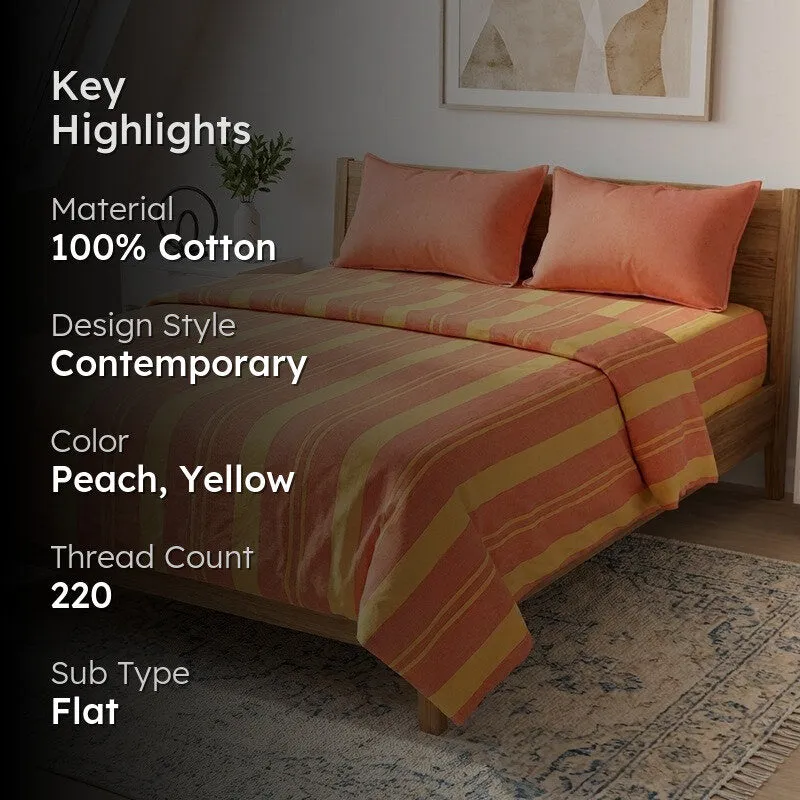 Parallel Peace Cotton Bedsheet (Peach) - 220 TC media 2