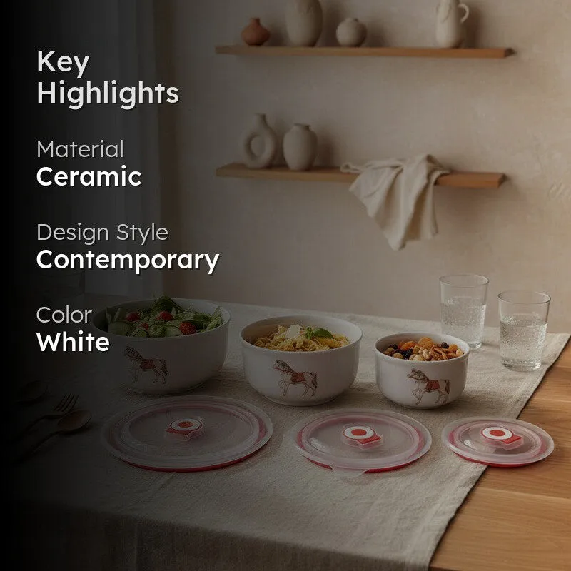Dine Charm Ceramic Serving Bowls (900 mL Each) - Set of Six media 2