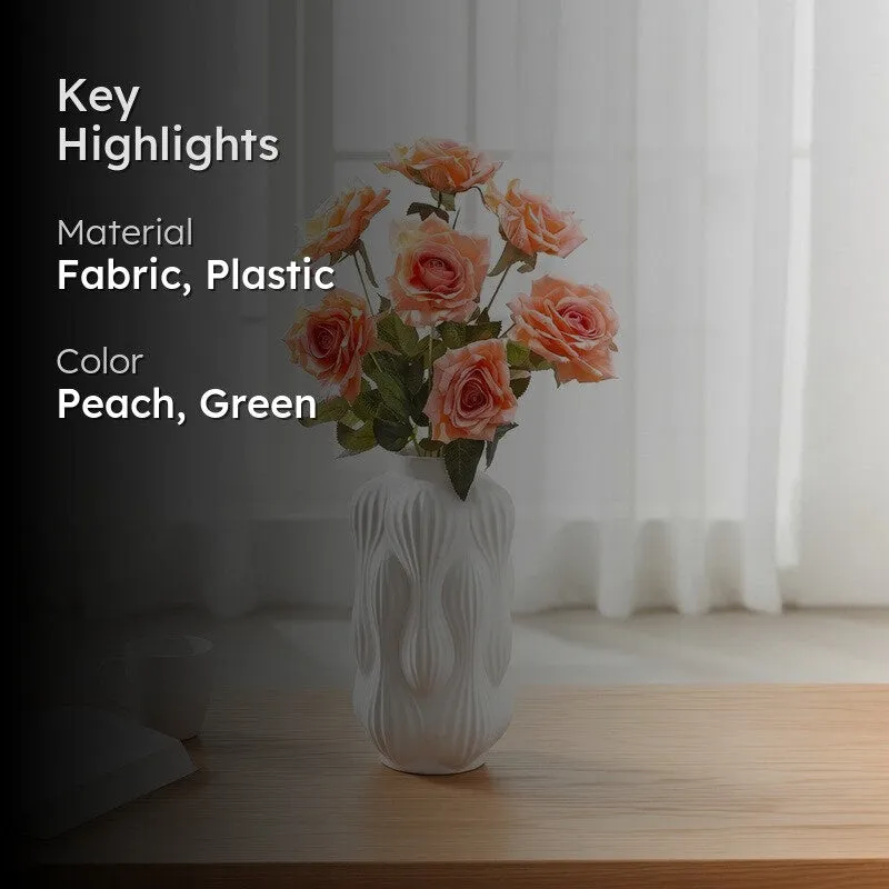 Floraura Rose Fabric Artificial Flower - Peach media 2