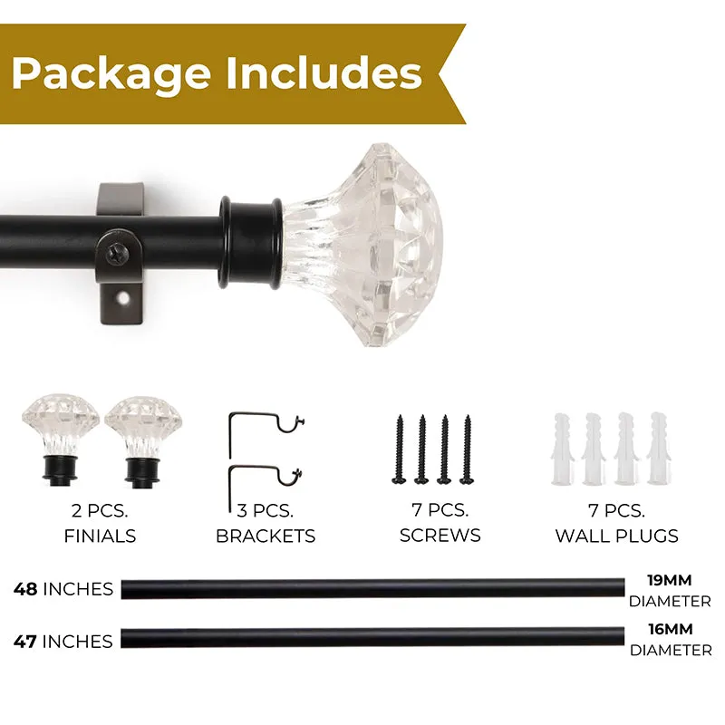Etherea Extendable 1" Single Curtain Rod With Urn Finial & Brackets (White) media 5