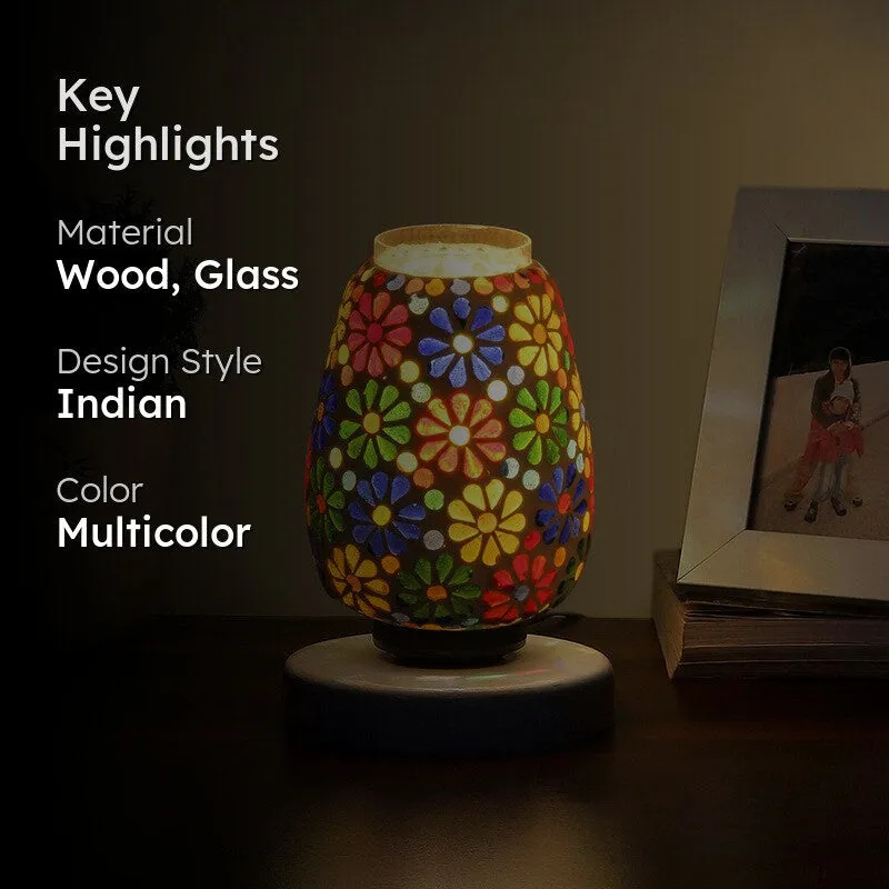 Lumirius Glass Table Lamp With Wooden Base - Multicolor media 2