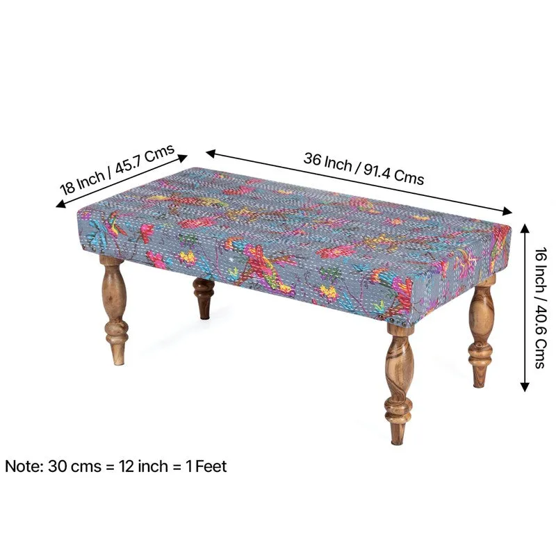 Daxor Sheesham Wooden Bench with Stools (Grey) - Three Piece Set media 11
