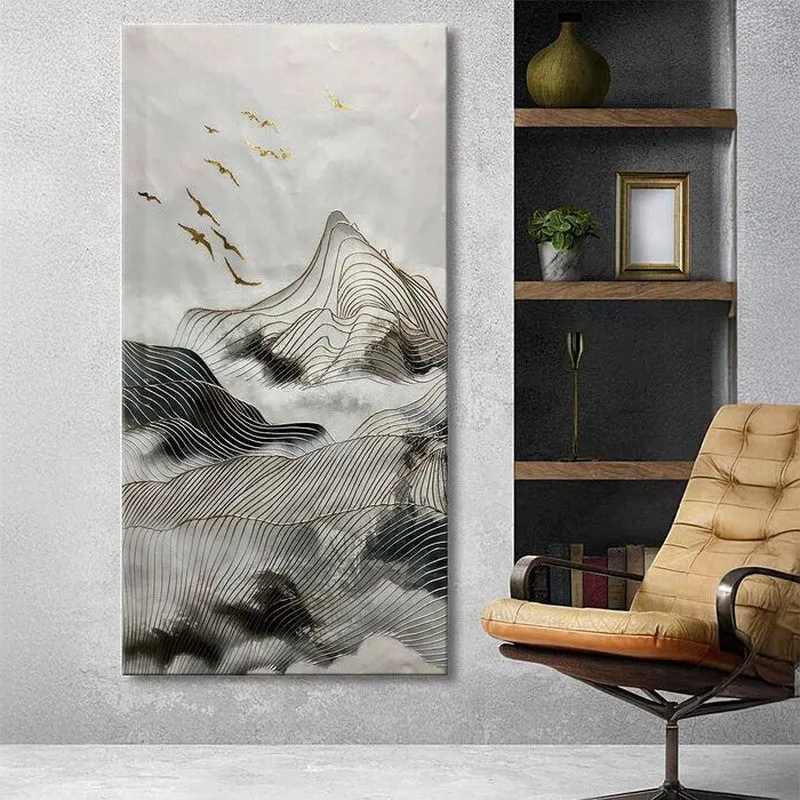 Abstract Mountain Range Wall Painting media 1