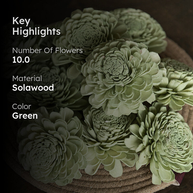 Fleura Sola Wood Artificial Dahlia Flower (Green) - Set Of Ten media 2