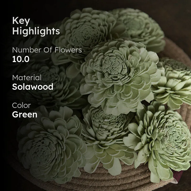 Fleura Sola Wood Artificial Dahlia Flower (Green) - Set Of Ten media 2