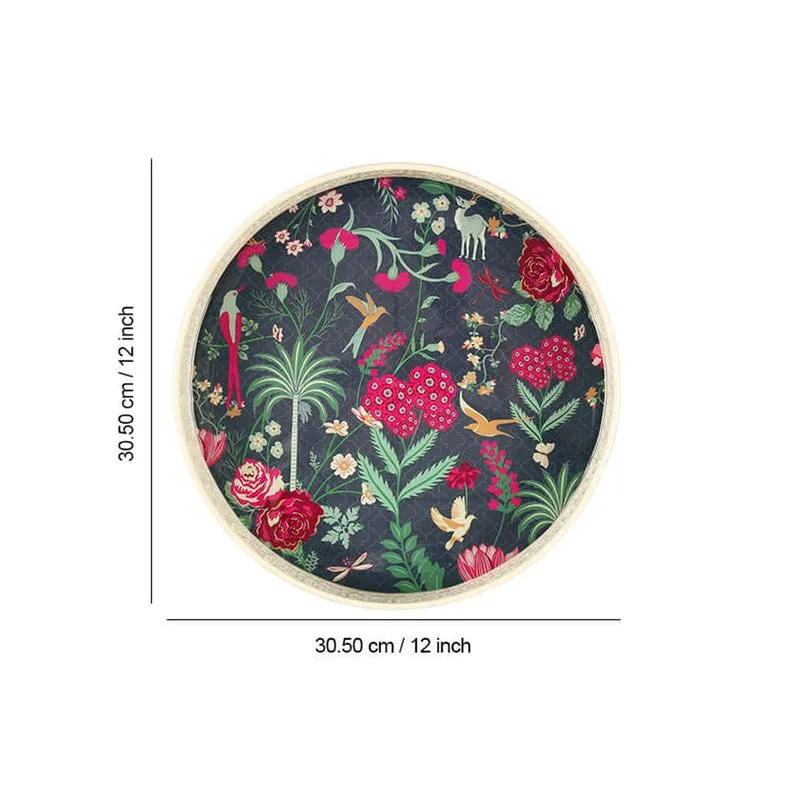 India Circus Asterlane Multicolor Round Galvanized Iron Serving Tray media 6