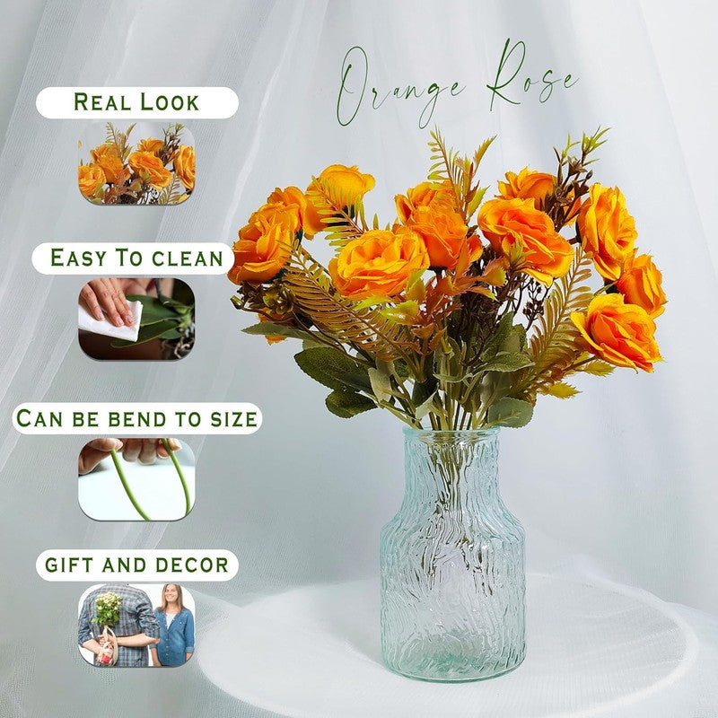 Yarr-Rozy Rose Artificial Flower Stick - Orange media 4