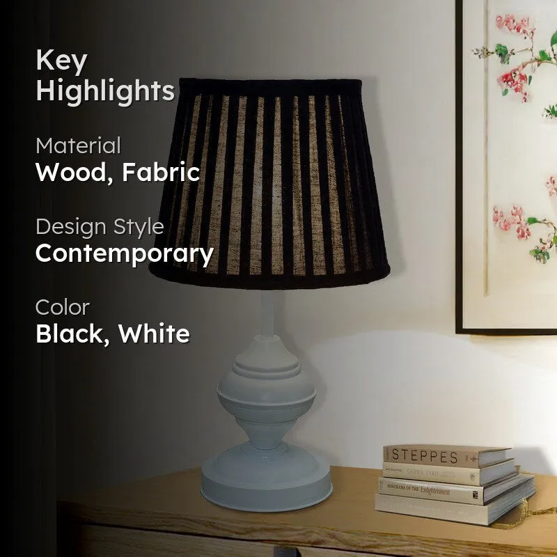 TwilightAura Stylish Bedside Wooden Table Lamp - Black media 2