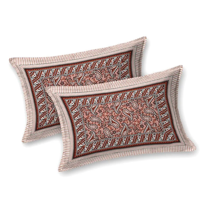 FloralNest Cotton Bedsheet (Red) - 144 TC media 3