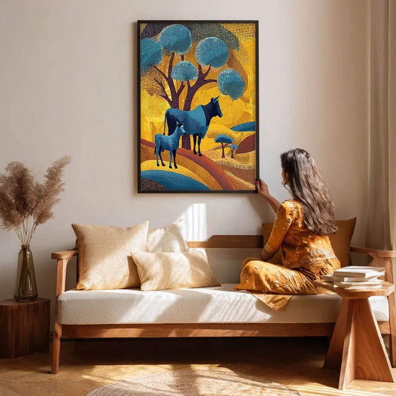 Golden Horizon Canvas Wall Painting With Black Frame media 4