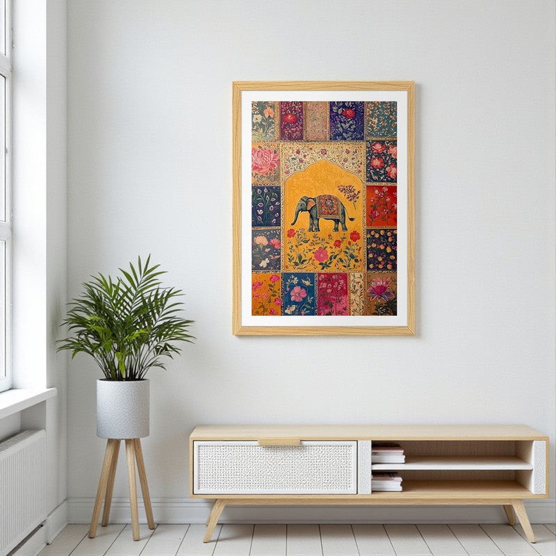 Ethnic Hastina Paper Wall Art with Wooden Frame
