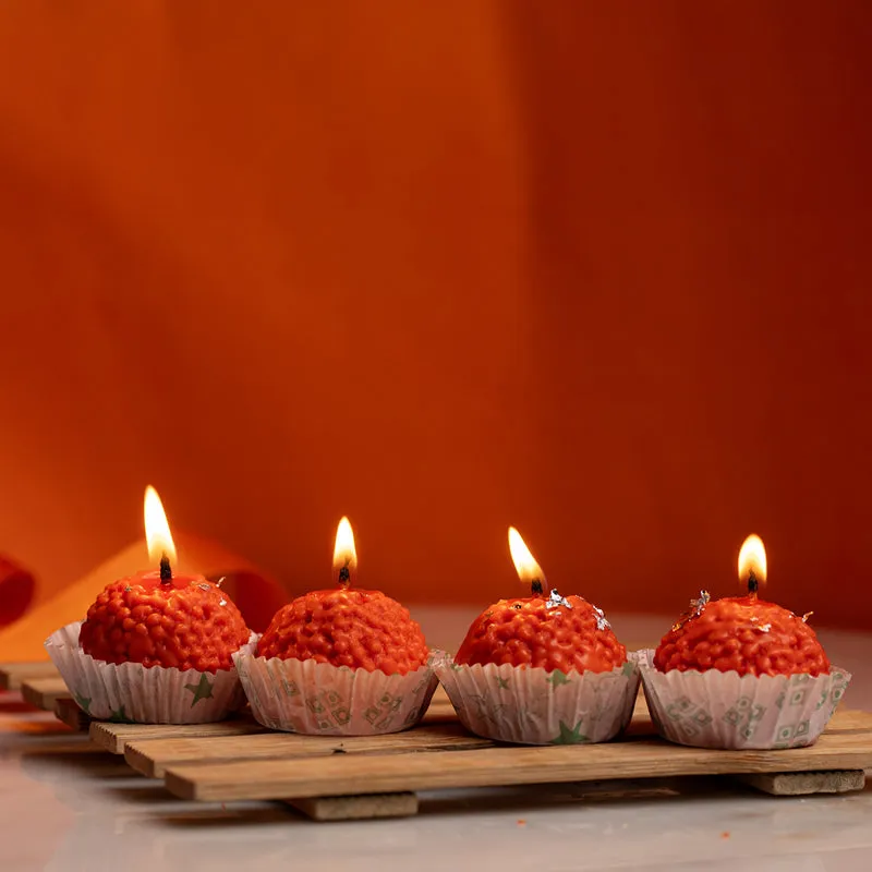 Motichoor Laddu Orange Scented Candle - Set Of Four media 2