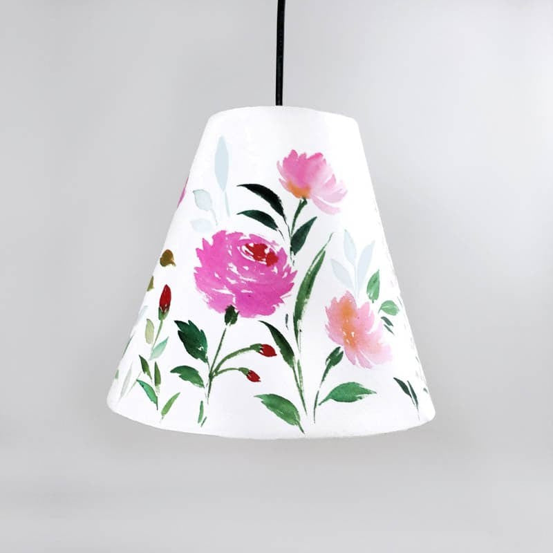 Pastel Bloom Handpainted Fabric Ceiling Lamp media 5