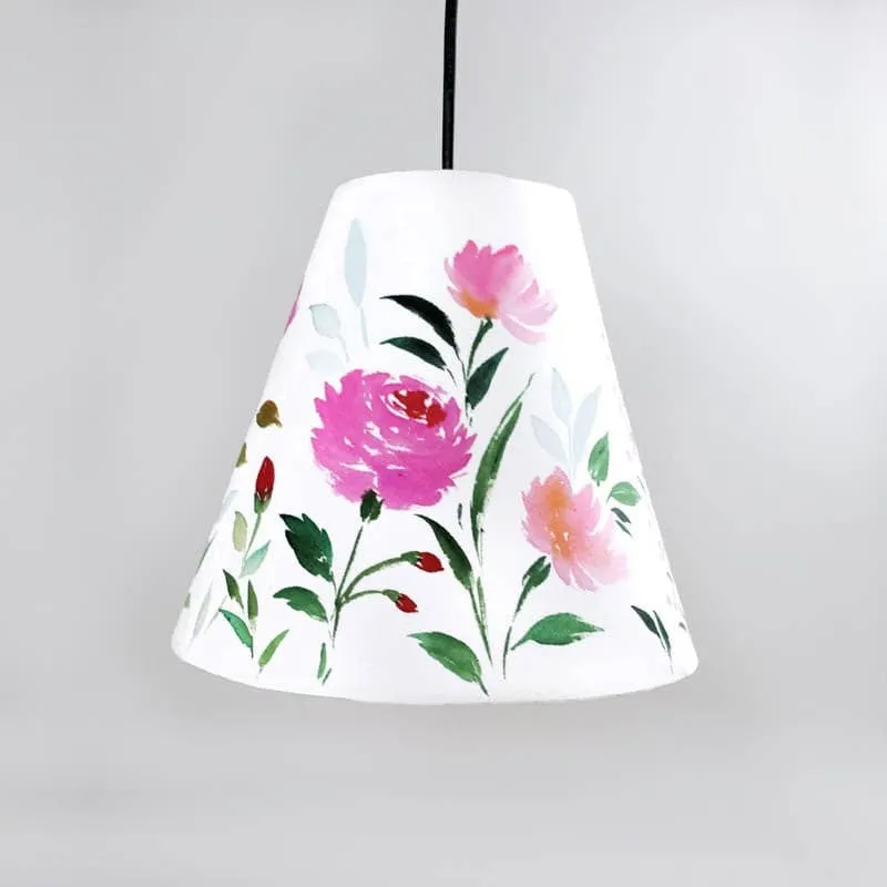 Pastel Bloom Handpainted Fabric Ceiling Lamp media 5