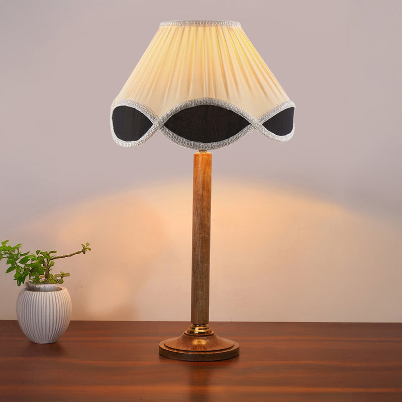 Terra Light Table Lamp With Wooden Base - White,Brown