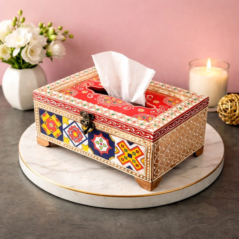Mehfil Craft Wooden Tissue Holder